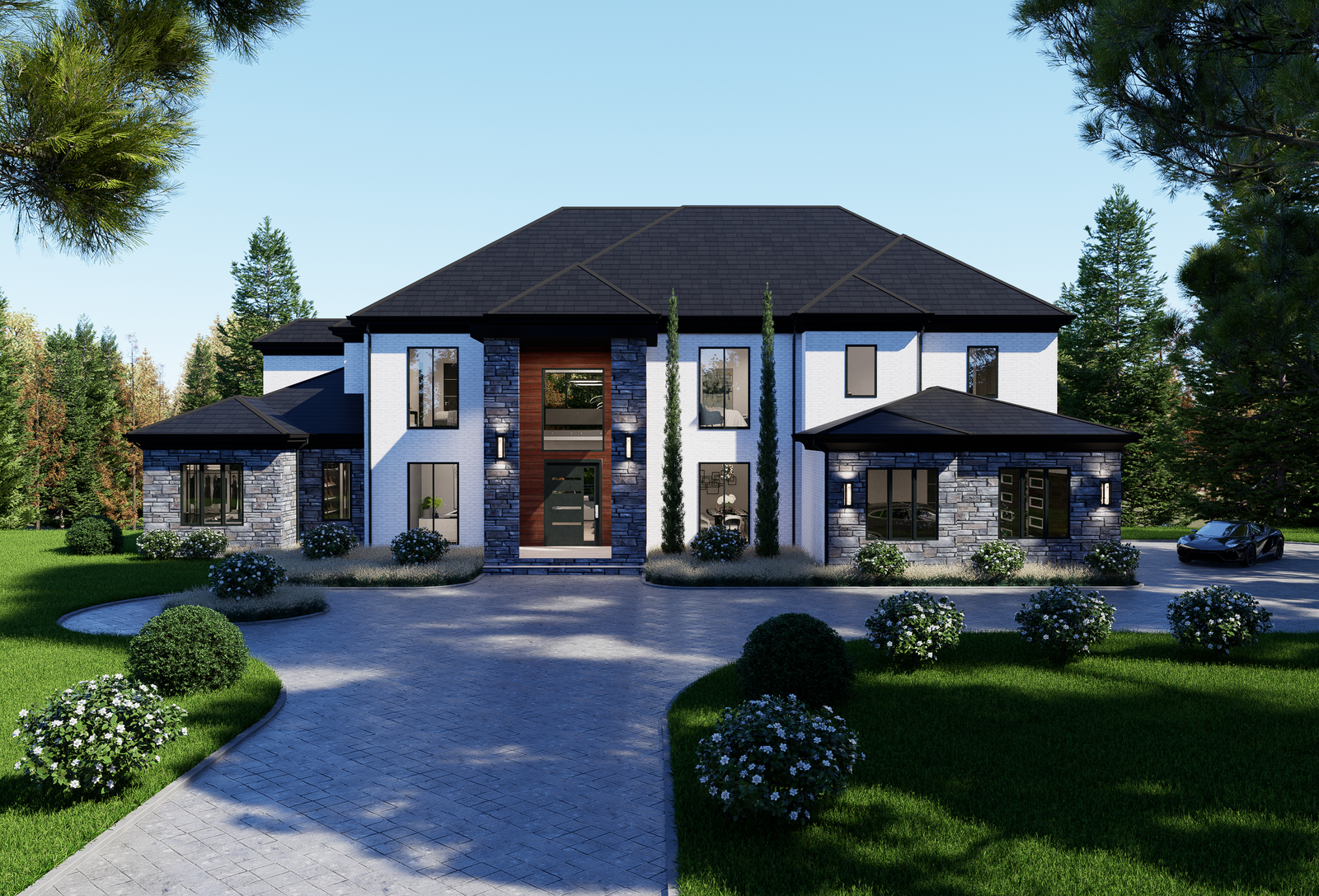 FRONT ELEVATION EVENING TIME
